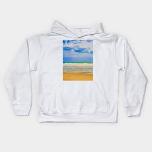 Sand beach wavy sea and cloud sky 1b Kids Hoodie